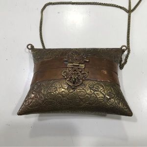 Vintage Brass and Copper Pillow Shaped Peasant Purse